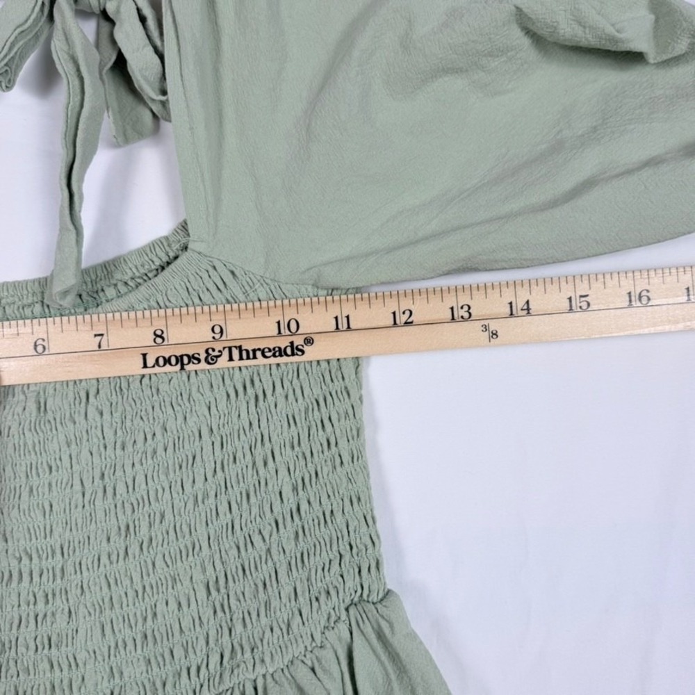 Nasty Gal Green Maxi Dress 0 Smocked Puff Sleeve Cottagecore Country - Picture 8 of 11